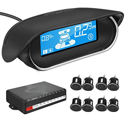 TVIRD LED Display Car Reverse Backup Radar with 8 Parking Sensors Car Auto sounds warming Buzzer BiBi Alarm Indicator (black)